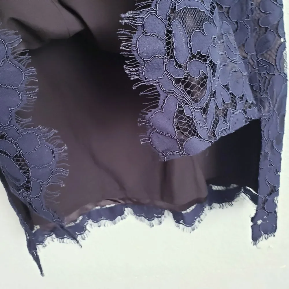 Eliza‎ J Navy High Neck Lace Sheath Dress - Picture 7 of 8